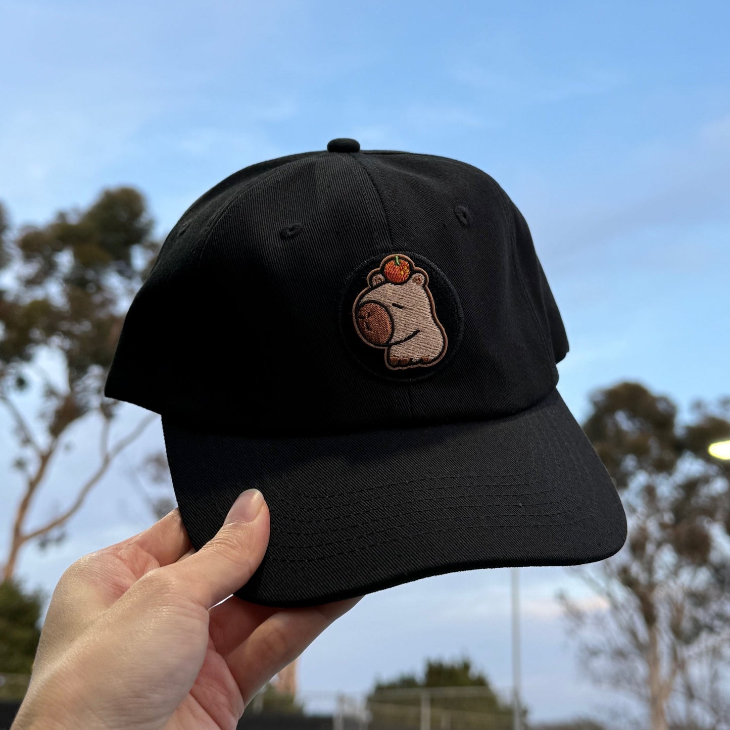Capybara with Orange Embroidered Velcro Patch