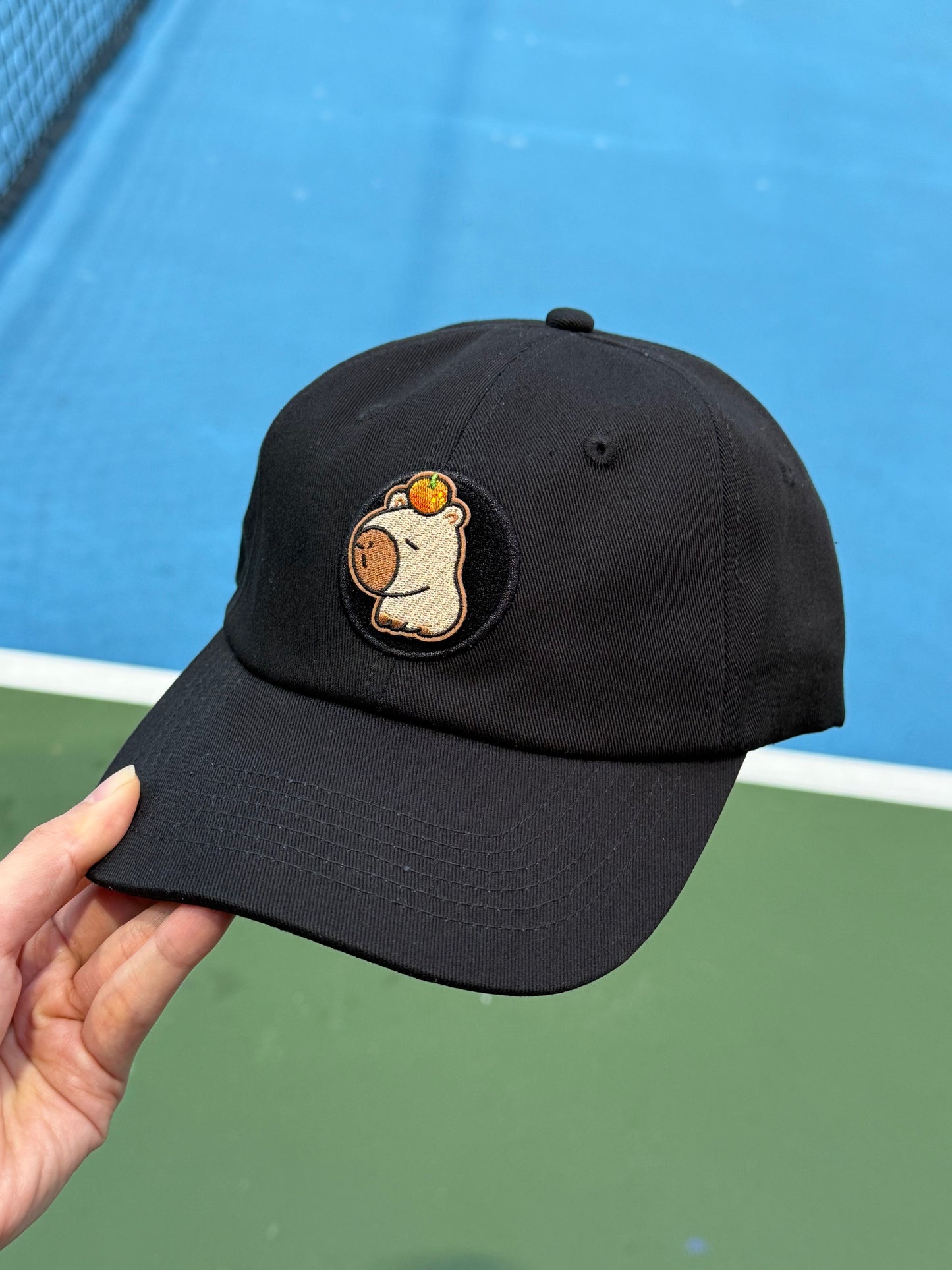 Capybara with Orange Embroidered Velcro Patch