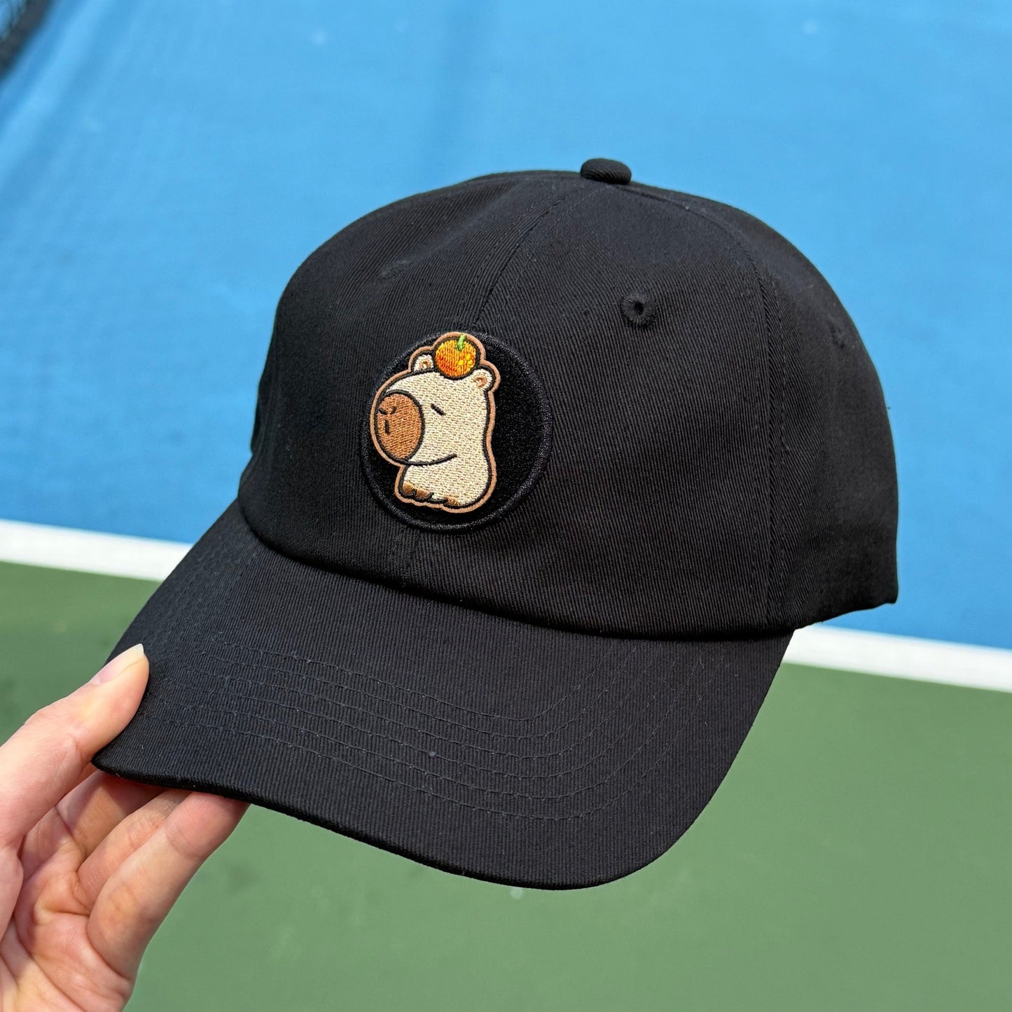 Capybara with Orange Embroidered Velcro Patch