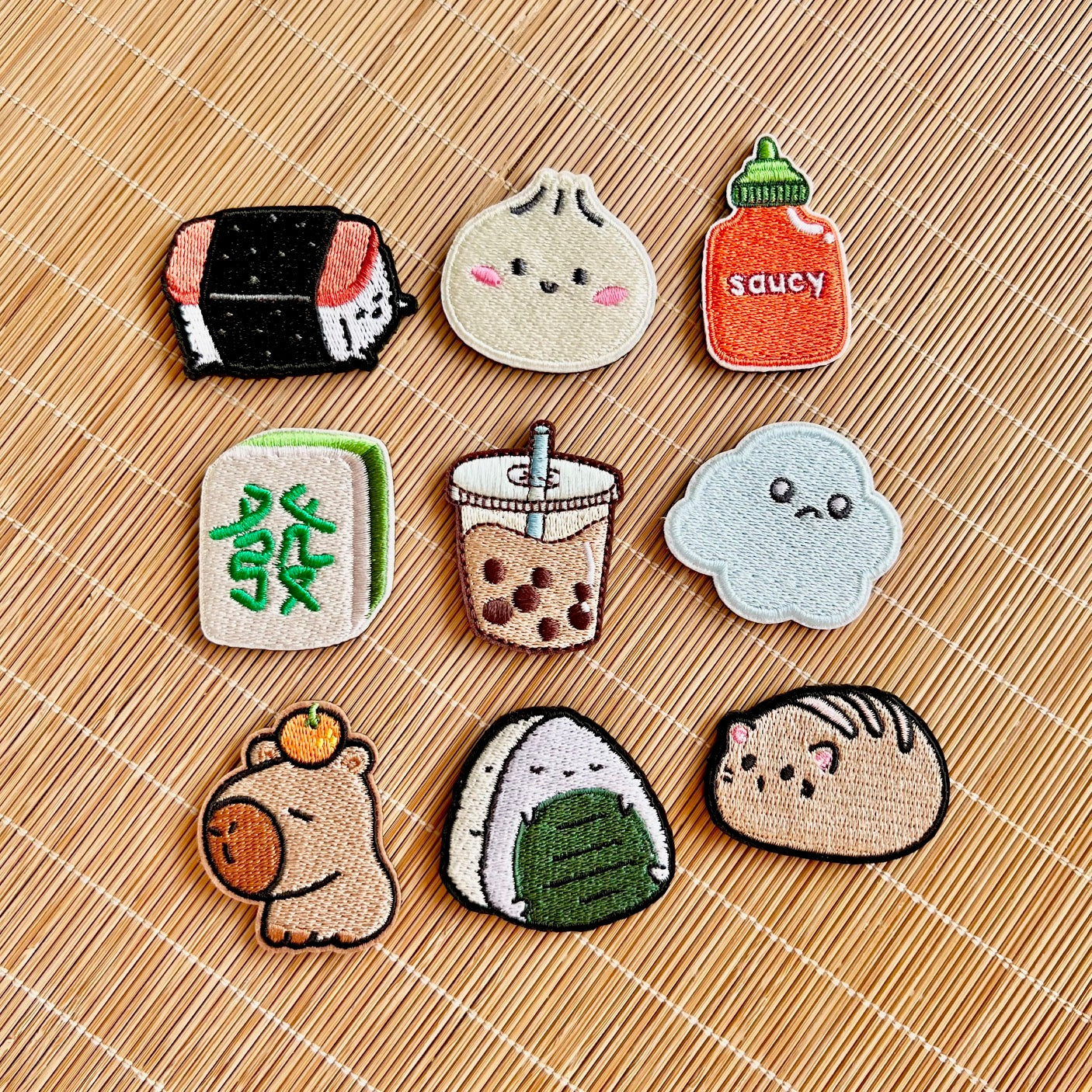 Sleepy Rice Ball Embroidered Velcro Patch
