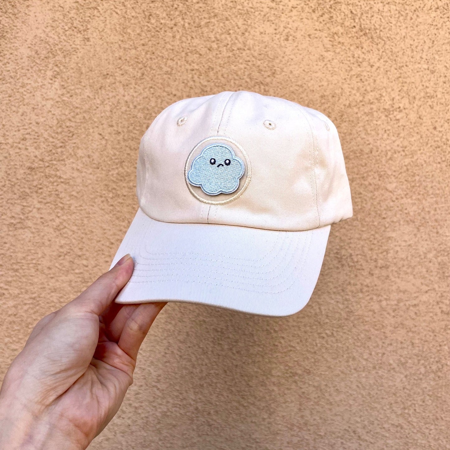 Sad Blue Cloud Embroidered Velcro Patch