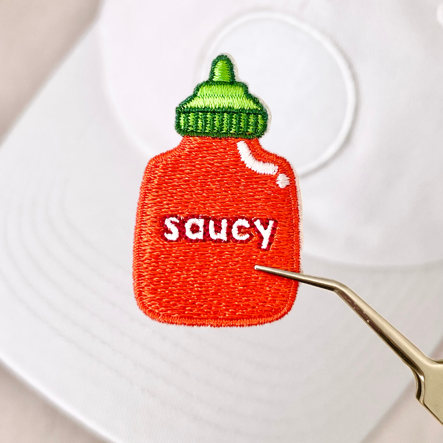 Saucy Hot Sauce Embroidered Velcro Patch