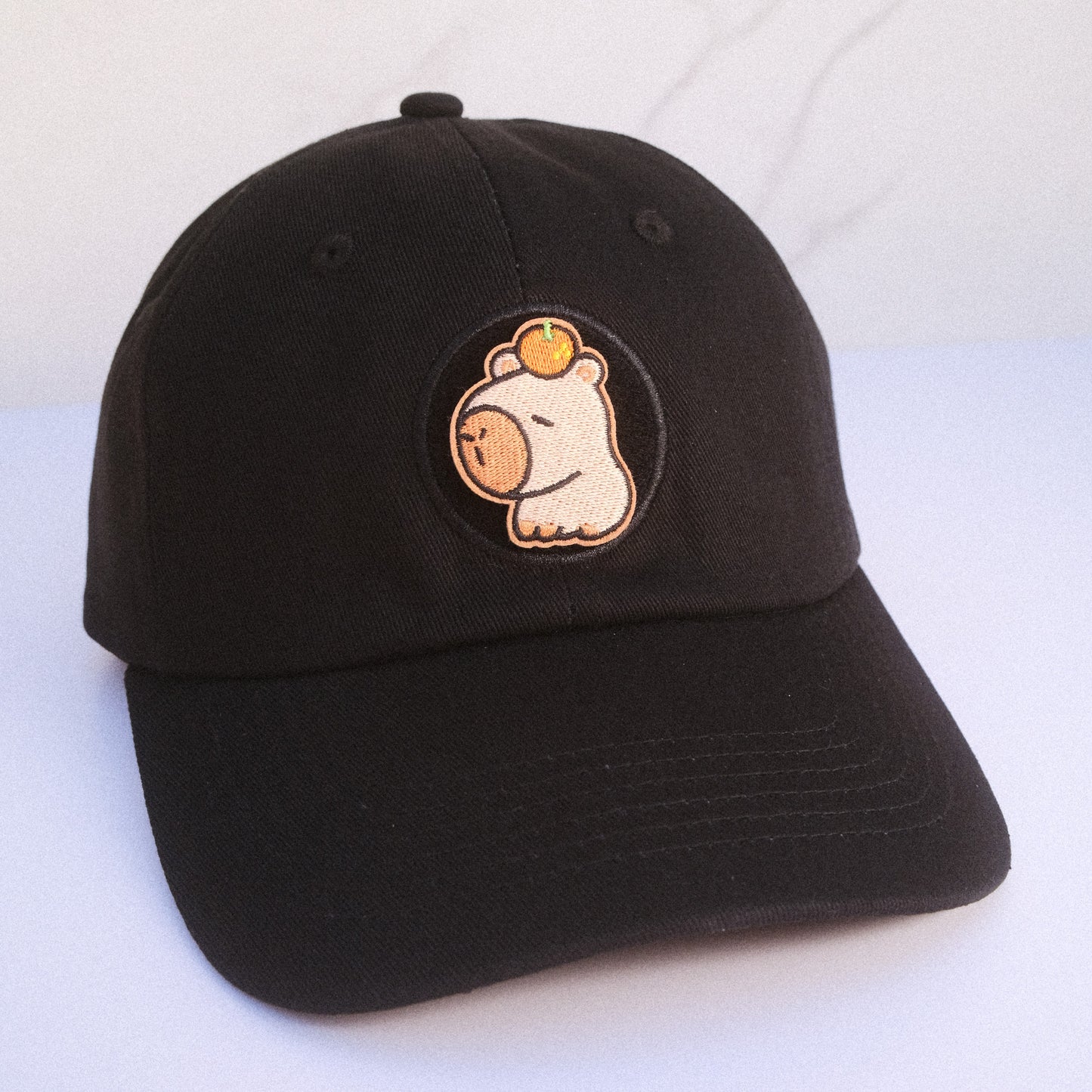Capybara with Orange Embroidered Velcro Patch