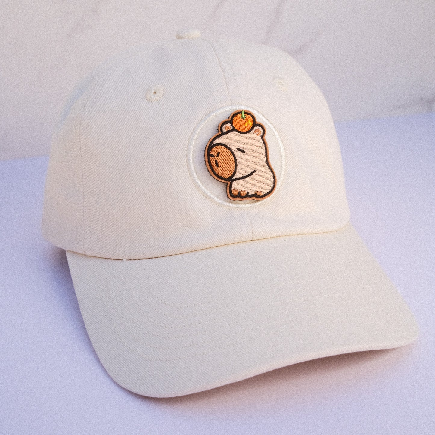Capybara with Orange Embroidered Velcro Patch