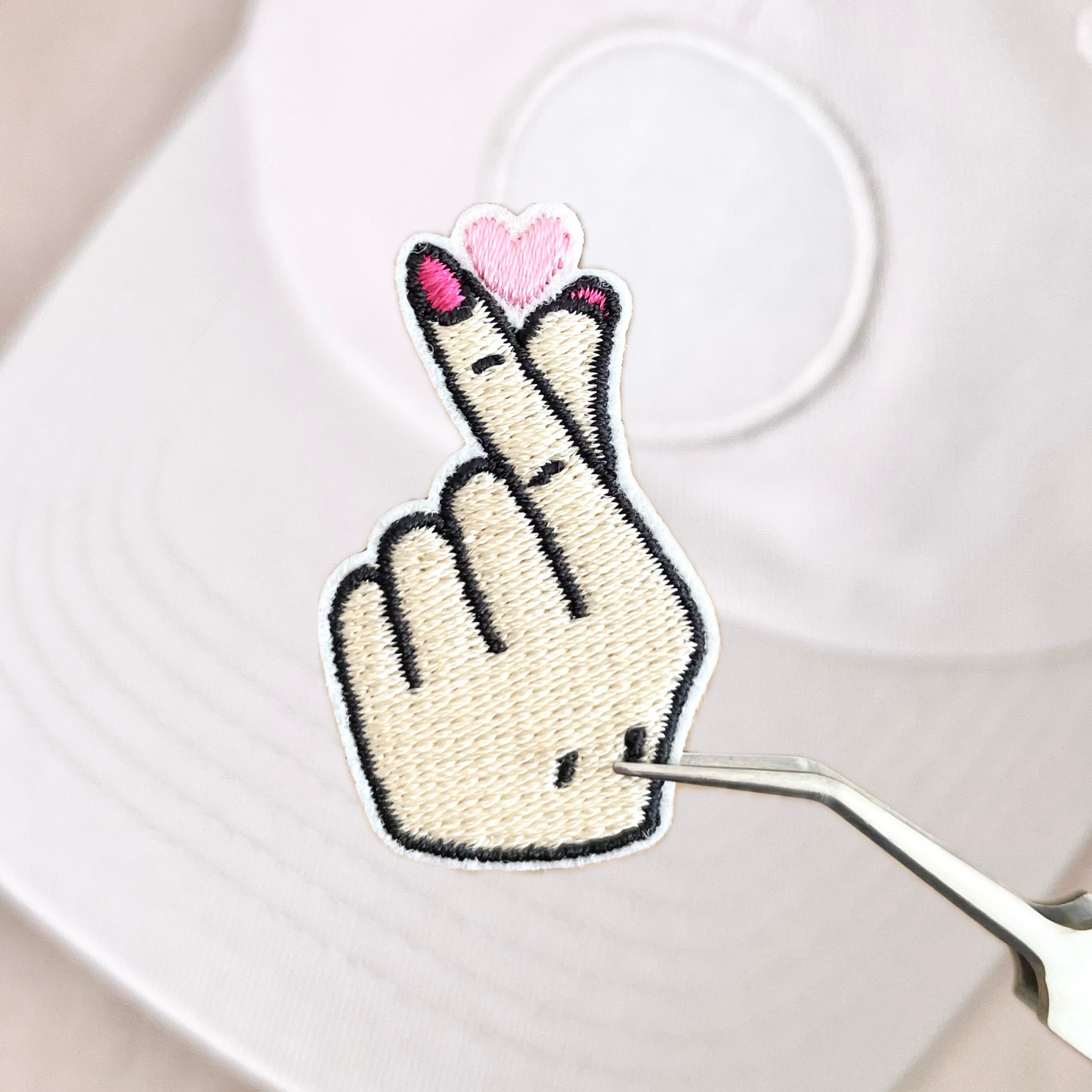 kpop finger heart velcro embroidered patch