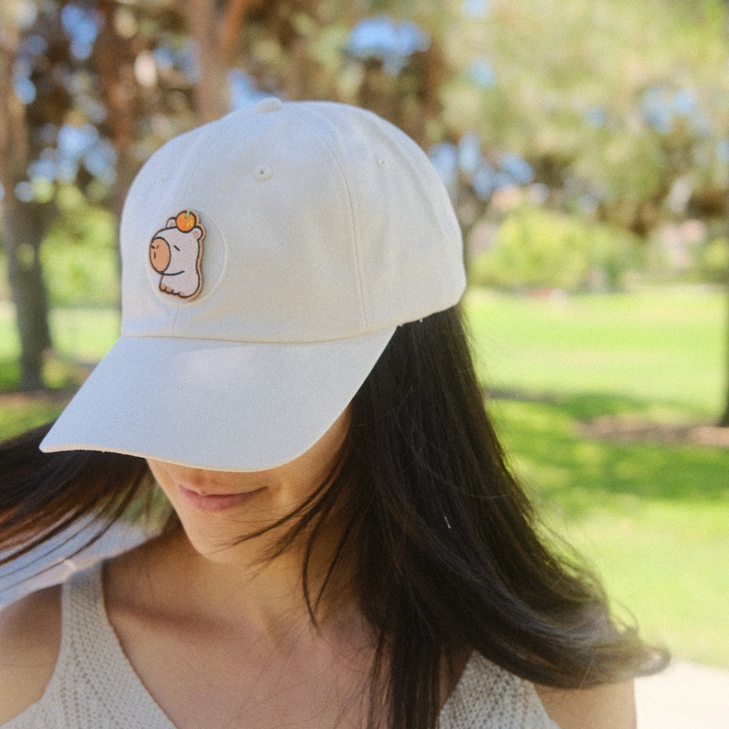 Capybara with Orange Embroidered Velcro Patch