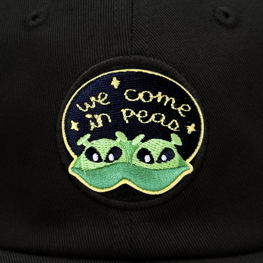 "We Come in Peas" Embroidered Hook and Loop Patch