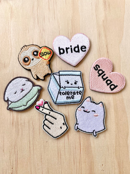Bride White Heart Velcro Patch