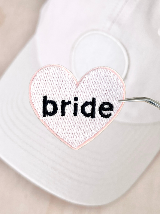 Bride White Heart Velcro Patch