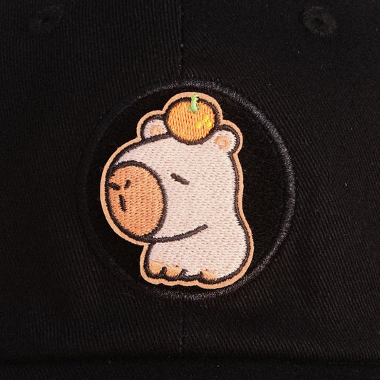 Capybara with Orange Embroidered Velcro Patch