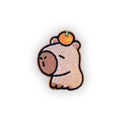 Capybara with Orange Embroidered Velcro Patch