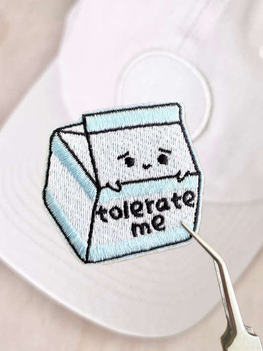 Tolerate Me Lactose Milk Carton Velcro Patch